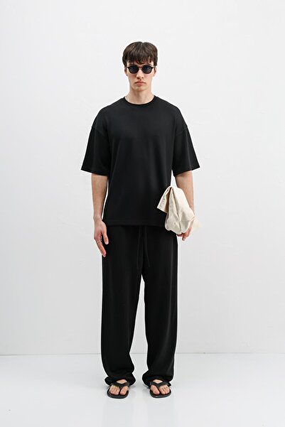 VAMOSCLO Modal Blended Baggy Sweatpants Black