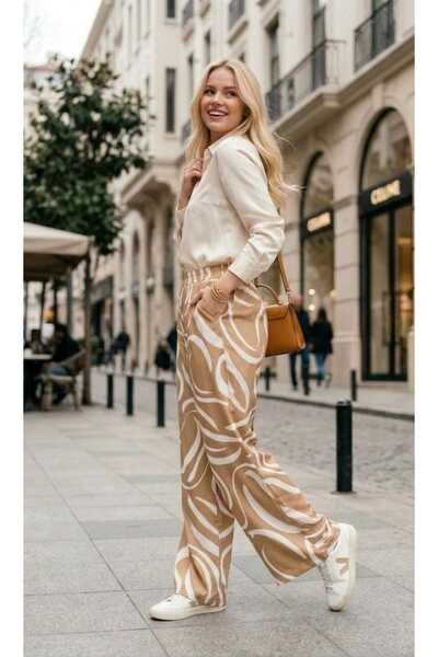 forte bella Patterned Casual Viscose Trend Pants