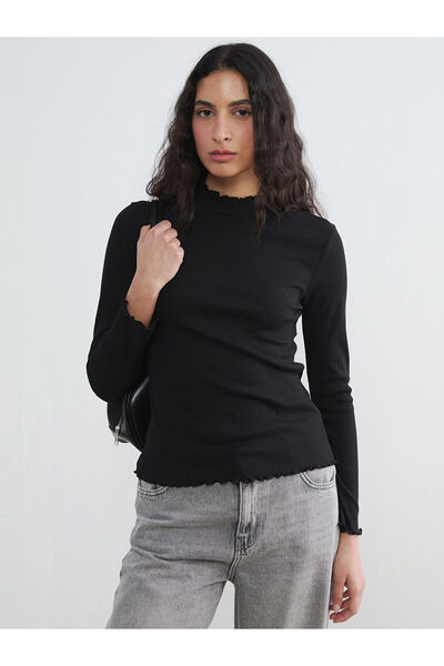 LC Waikiki Nevavm with a Difference of Opinion, Lcw Modest Black Ruffled High...