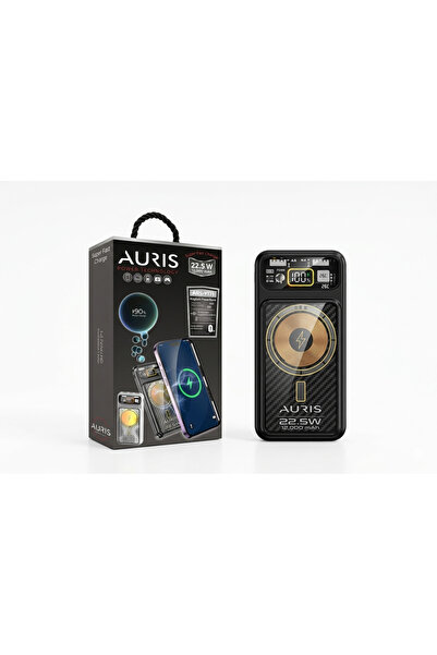 Auris 12.000 mAh 22.5W MagSafe Destekli Kablosuz Hızlı Şarj Powerbank