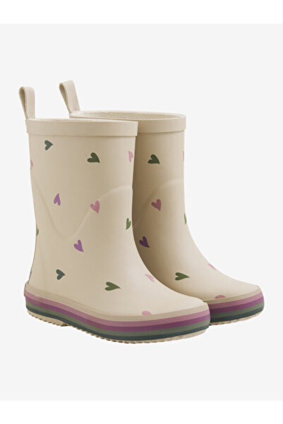 CeLaVi Rubber Rain Boots for Kids with Hearts, CeLaVi, White Pepper