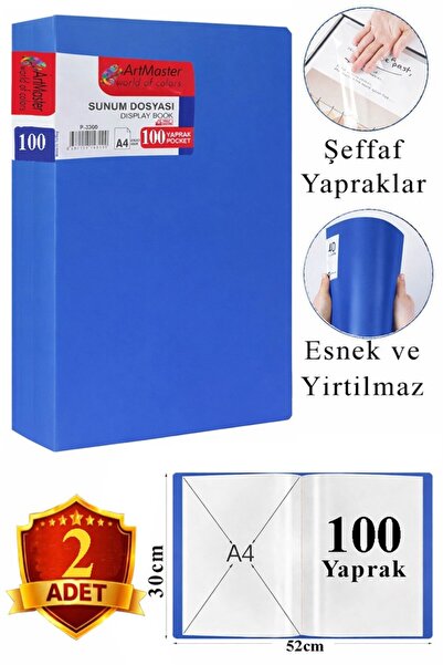 Artmaster Dosar de prezentare albastru, 100 de bucăți, 2 pungi, dosar catalog...