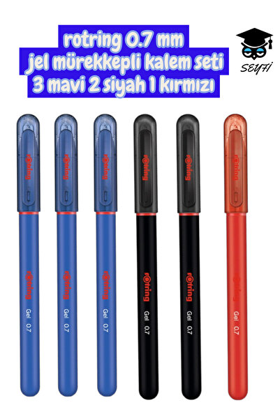 SEYFİKİRTASİYE Set of pens rotring 0.7mm gel ink 3 blue 2 black 1 red