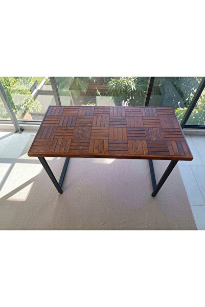 MİRRORSS Ahşap Ceviz Renk Balkon Bahçe Mutfak Masası 120 X 60 cm yükseklik 75 cm