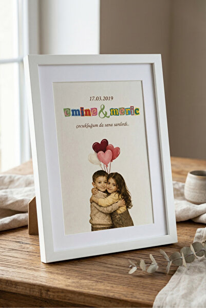 Atelier Baskı Kişiye Özel Çocukluk Fotoğrafı Poster - Sevgiliye Anlamlı Yıldö...