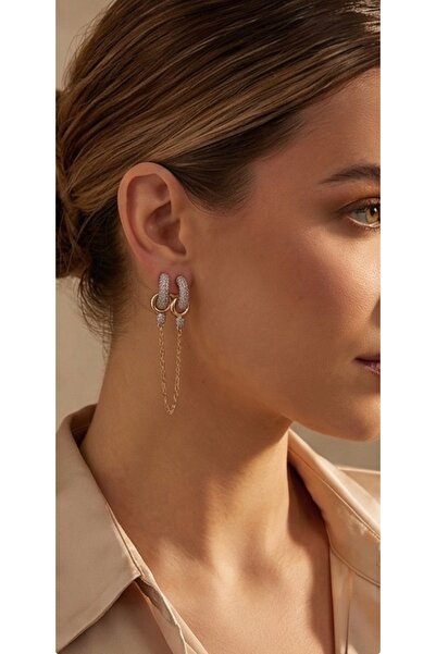 HOSBUTIK Gold Earrings with Zirconia