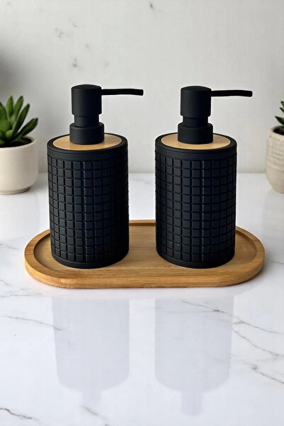 chef desing 2’li Retro Still Sıvı Sabunluk Seti 500 ml Mutfak Siyah Hands Dis...