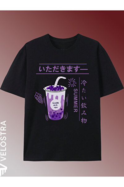 Velostra Unisex Women Men Milk Tea Printed Oversized Comfortable Daily Use Co...