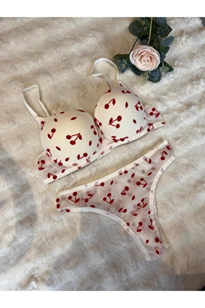 shop Sweet Cherry Kiraz Desenli Sütyen Külot Takımı