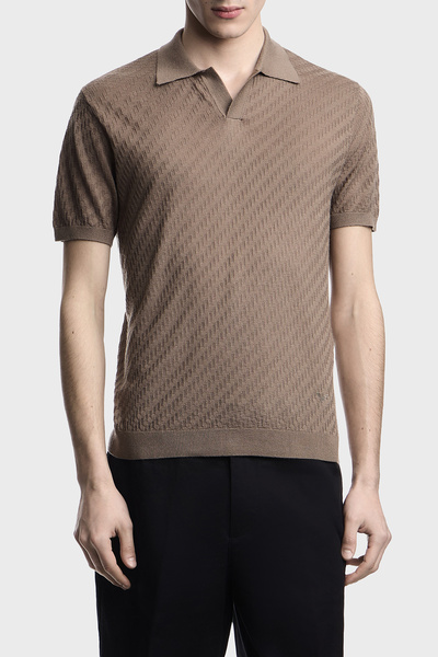 Emporio Armani Wool Blend Regular Fit Polo Collar Short Sleeve Sweater Men's ...