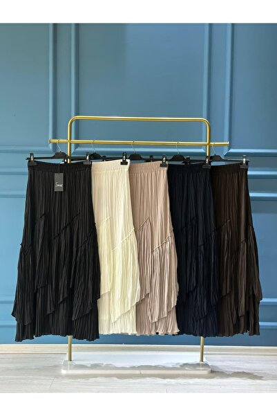 Sentez 5475 Viola Piecewise Layered Skirt Black