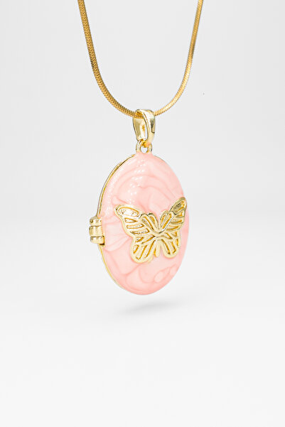 Stella Fortis Kelebek Detaylı Kapaklı Madalyon Kolye – Oval Fotoğraflık Kolye...