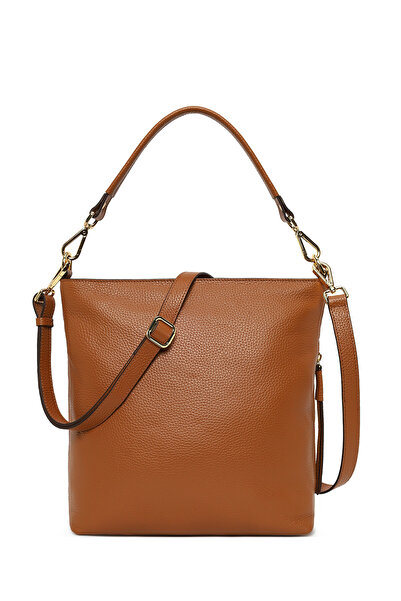 Derimod Women's Tan Long Strap Leather Shoulder Bag 25Wbd2315Ft