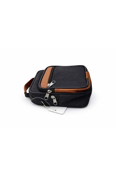 Anadolu Tactical Men's Black Tan Detailed Medium Size Clutch Bag Multi-Compartment Daily Use Medium Size