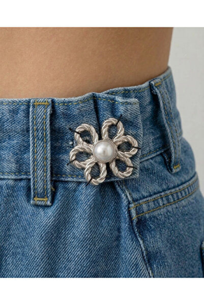 GUCSO Pantolon Bel Daraltıcı Düğme, Çiçek Model Dekoratif Düğme İnci Detaylı,...