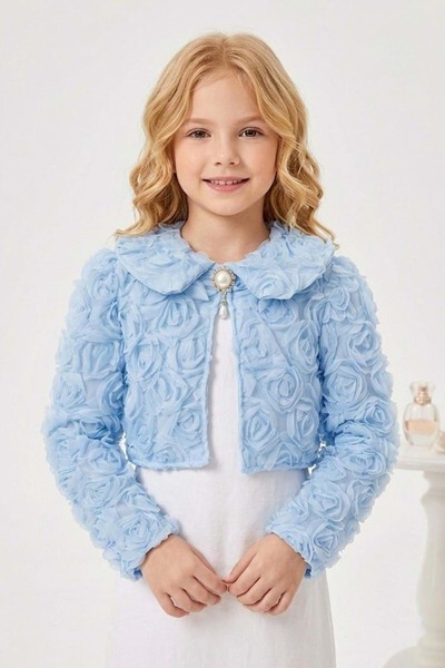 Mnk Baby&Kids Luvia Lase Detail Girls' Bolero M00812 Blue