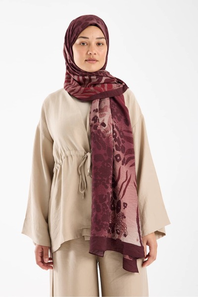 lavinscarfs مجموعة لافين سكارفس زيوبار قطن فيسكوز شال بورجوندي