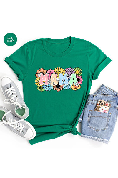 MAGORS Γυναικείο μπλουζάκι με στάμπα MAMA, με λαιμόκοψη ποδηλάτου, κοντό μανί...