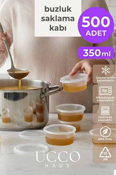 UCCO 500 Pieces 350 ml Sauce Container with Leak-Proof Lid, Ice Box Storage C...