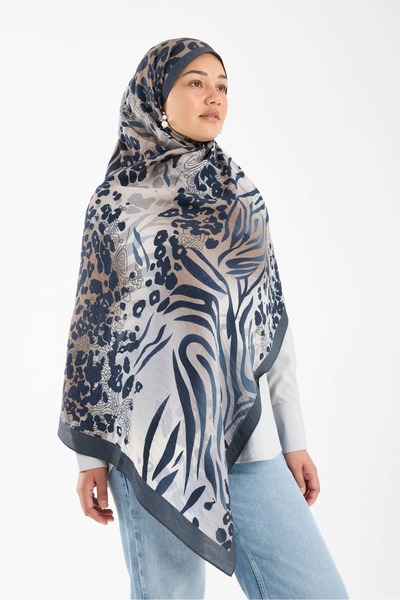 lavinscarfs Lavin Scarfs Zeopar Collection Cotton Viscose Shawl Indigo