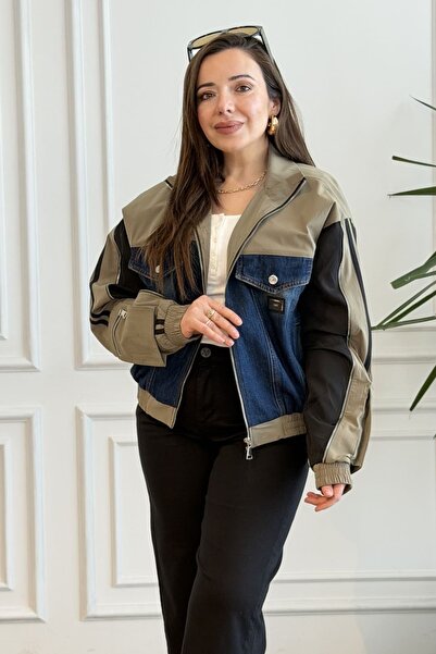 yb yağmur butik Zippered Denim Detailed Jacket