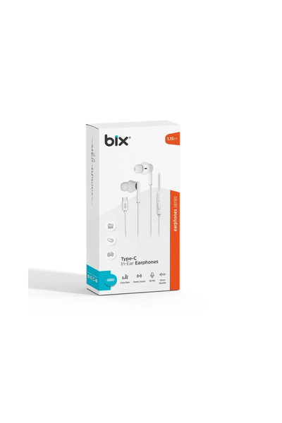 Bix HF01C Type-C 14mm Extra Bass Özellikli Mikrofonlu Kulak içi Kulaklık