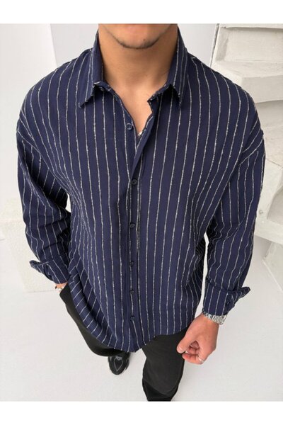 DRESSIFY WOMEN’S FASHION Men's Striped Linen Shirt