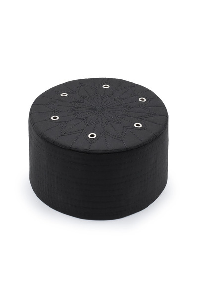 Sarıkhane Talebe Kalıp Sarık Takkesi - Siyah - Keçe - Kuş Gözü