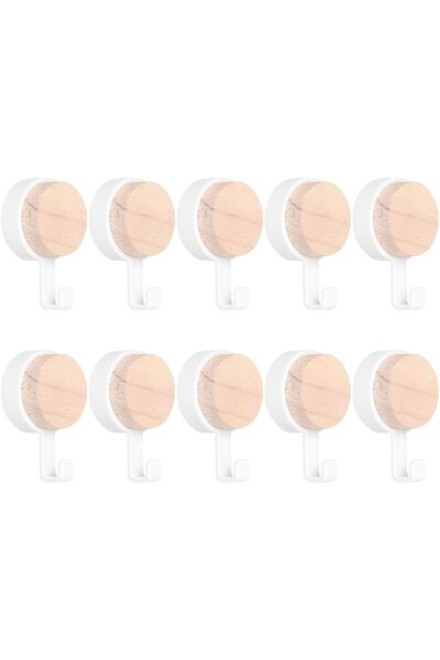 Arabest 10 قطع من الخطافات الخشبية المستديرة لرفوف مناشف الحمام، خطافات زخرفي...