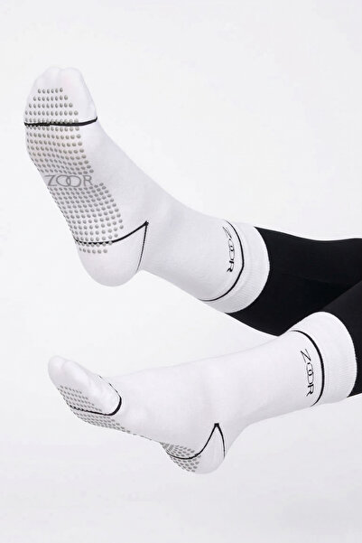 Zoor Șosete sportive albe, antiderapante, cu talpă din silicon, respirabile, ...