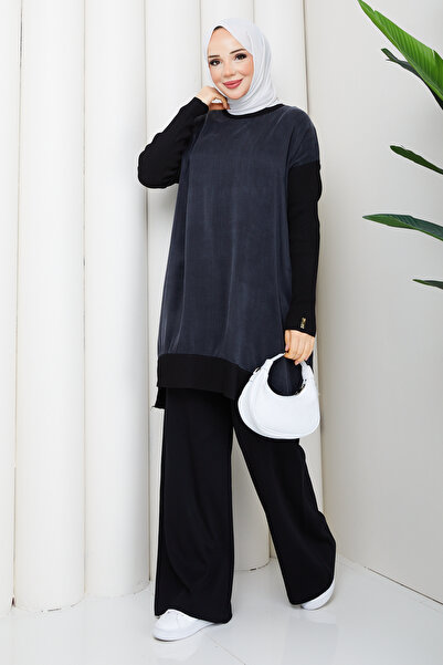Pamuk Butik طقم تريكو ميرسيريزد مكون من قطعتين مع بنطلون حرير كوبرا للنساء