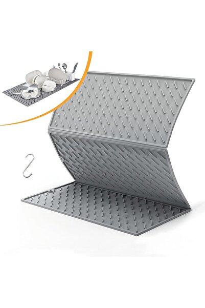 Arabest Silicone Dish Drying Mat for Kitchen Counter, Collapsible Trifold Lar...