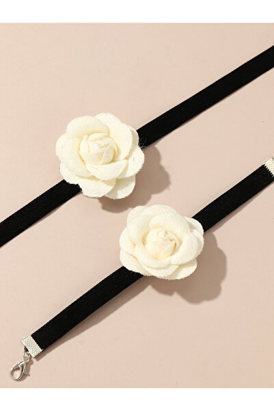Take Two By Styli Pack of 2 - White Flower Choker Necklace and Bracelet