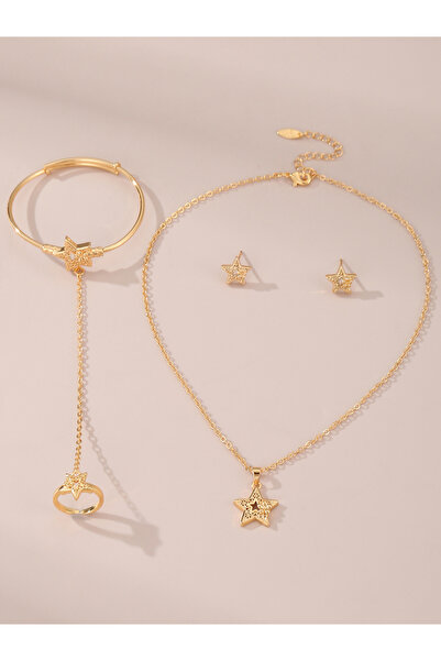 Take Two By Styli طقم قلادة وسوار على شكل نجمة مع خاتم وأقراط