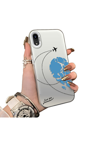 ucuc iPhone Xr Compatible Hard Acrylic Back Silicone Edge Lens Protection Case