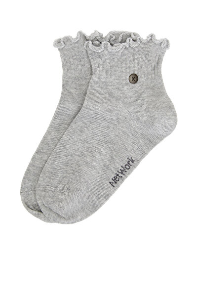 Network Gri Metal Logolu Kadın Çorap