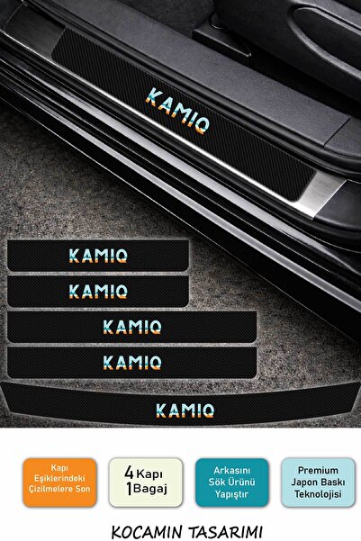 Kocamın Tasarımı Skoda Kamiq Karbon Folyo Kapı Eşiği Koruyucu – Çizilmelere K...