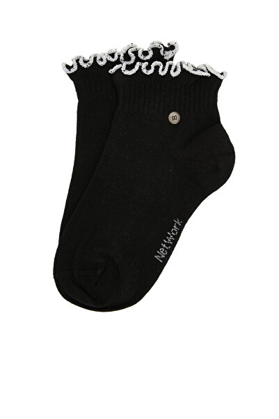 Network Siyah Metal Logolu Kadın Çorap