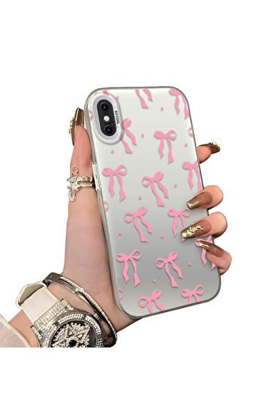 ucuc iPhone XS Max Uyumlu Sert Akrilik Arka Silikon Kenar Lens Koruma Kılıf