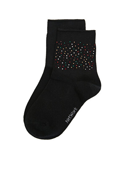 Network Siyah Taşlı Kadın Çorap
