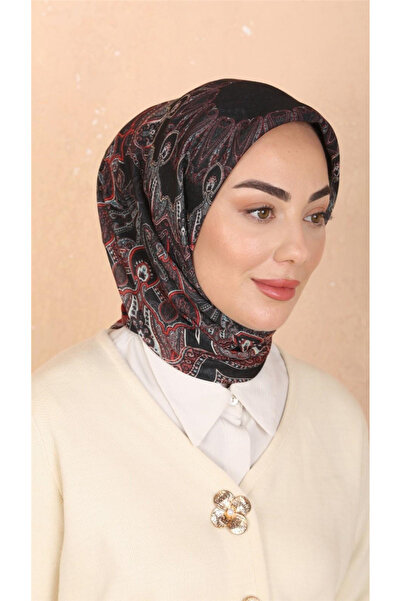 locella Lo'cella Pamuklu Soft Eşarp 4548-3 Kırmızı-Siyah