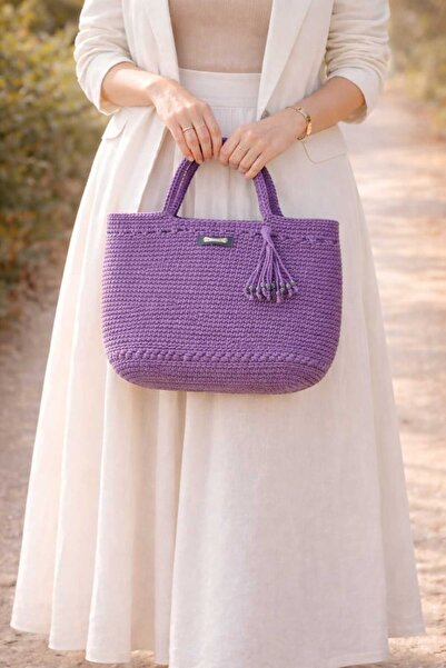 T&P Collection El Yapımı Mor Örgü Kadın El Çantası – Handmade Yazlık Günlük Ç...