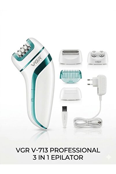 VGR V-713 Professional 3-in-1 Epilator Set for Women - Rechargeable Hair Remo...