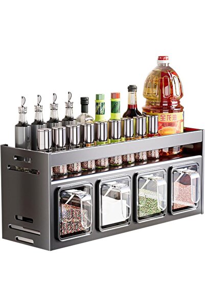 Arabest 4-Box Kitchen Seasoning Rack Wall Mount Hanging Shelf Organizer for S...