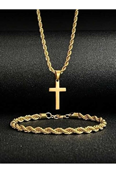 OutfitModa SET Lanț Auriu Bărbați cu Brățară – Bijuterii Fashion + Ambalaj Cadou