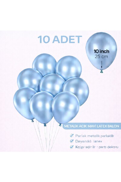 Laviyosa 10 Adet Parlak Metalik Balon 10 İnç Parti Balonu Doğum Günü Süsleme