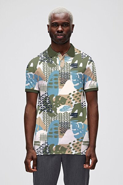 Bad Bear تي شيرت بوتا للرجال ذو ياقة بولو باللون الأخضر الفاتح مطبوع