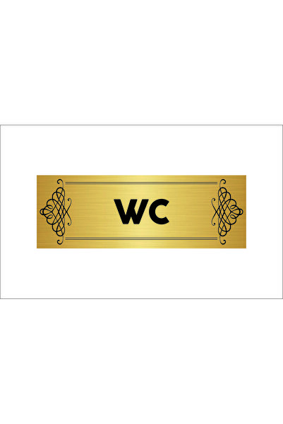 sıradışıhediyem ملصق معدني ذهبي اللون مع كتابة WC