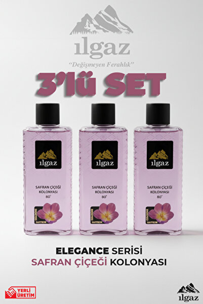 ILGAZ Safran Çiçeği Kolonyası 3'lü Set 80 Derece 400 ml | Elegance Series