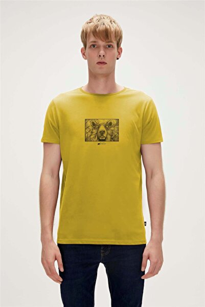 Bad Bear تي شيرت وول بير أصفر للرجال مطبوع